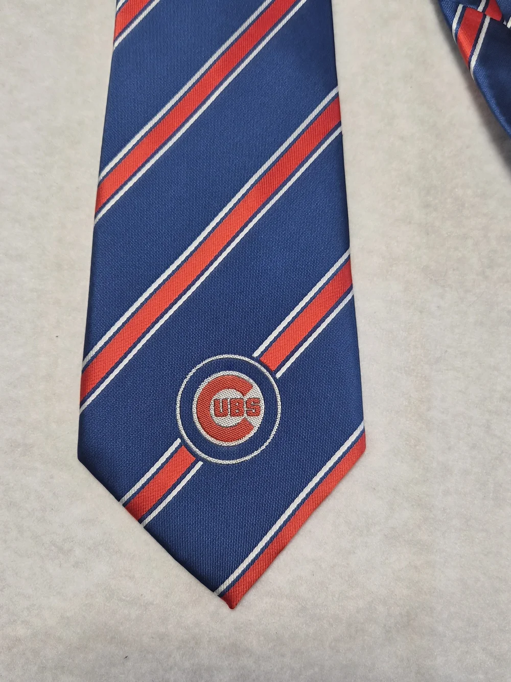 MLB Navy Blue Red and White Diagonal Stripe Tie